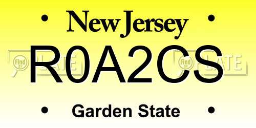 R0A2CS New Jersey License Plate