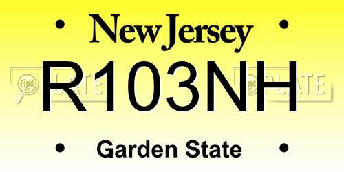 R103NH New Jersey License Plate