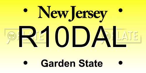 R10DAL New Jersey License Plate
