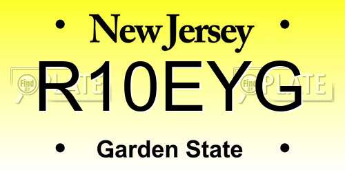 R10EYG New Jersey License Plate