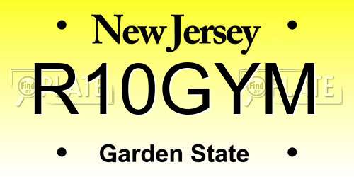 R10GYM New Jersey License Plate