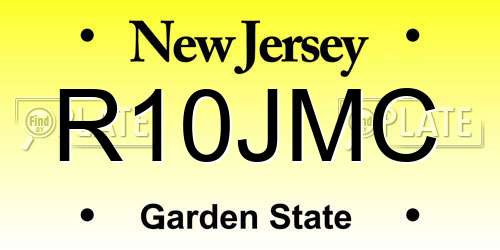R10JMC New Jersey License Plate