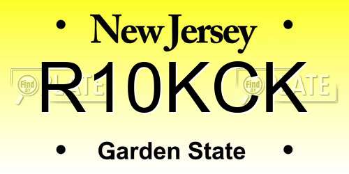 R10KCK New Jersey License Plate