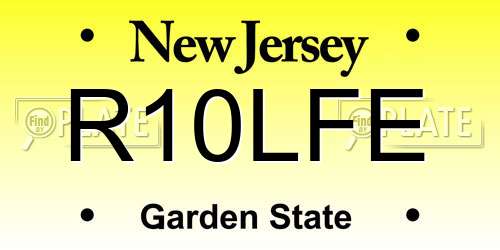 R10LFE New Jersey License Plate