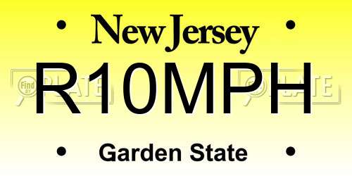 R10MPH New Jersey License Plate