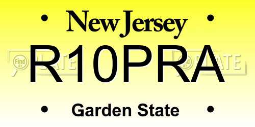 R10PRA New Jersey License Plate