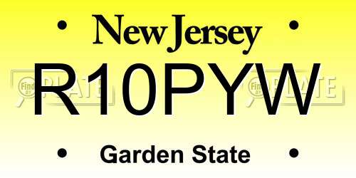 R10PYW New Jersey License Plate