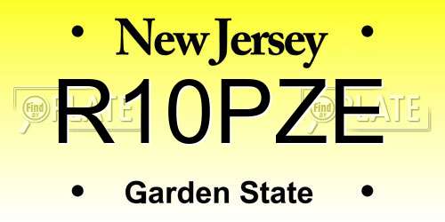 R10PZE New Jersey License Plate