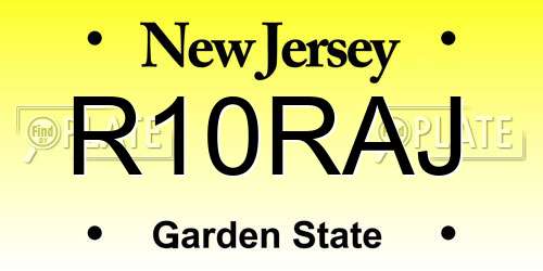 R10RAJ New Jersey License Plate