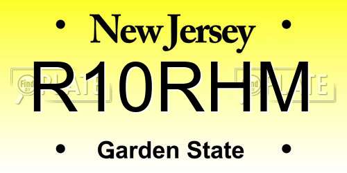 R10RHM New Jersey License Plate