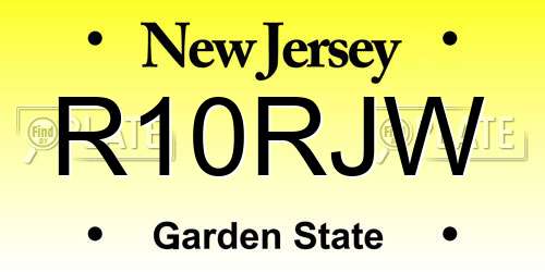 R10RJW New Jersey License Plate