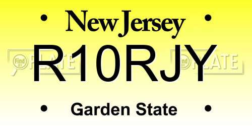 R10RJY New Jersey License Plate