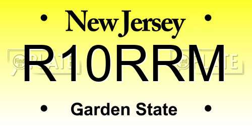 R10RRM New Jersey License Plate