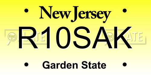 R10SAK New Jersey License Plate