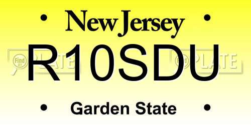 R10SDU New Jersey License Plate