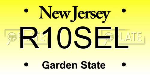 R10SEL New Jersey License Plate