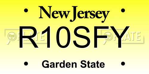 R10SFY New Jersey License Plate