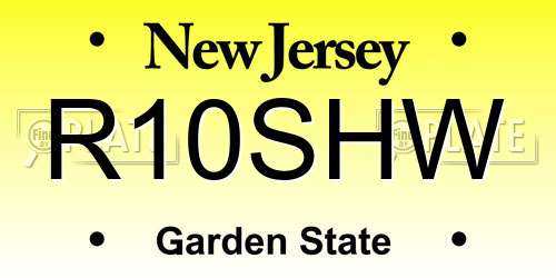 R10SHW New Jersey License Plate