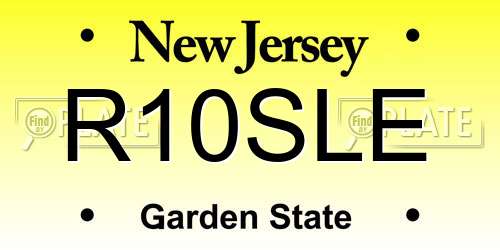 R10SLE New Jersey License Plate