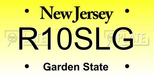 R10SLG New Jersey License Plate