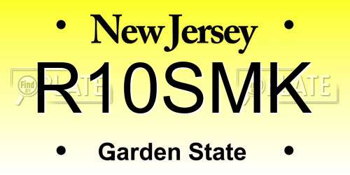 R10SMK New Jersey License Plate