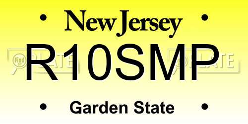 R10SMP New Jersey License Plate