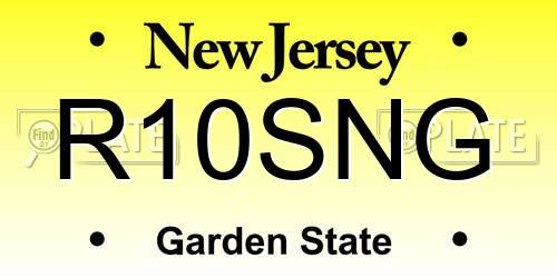 R10SNG New Jersey License Plate