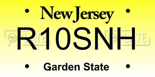 R10SNH New Jersey License Plate