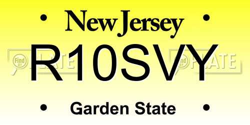 R10SVY New Jersey License Plate