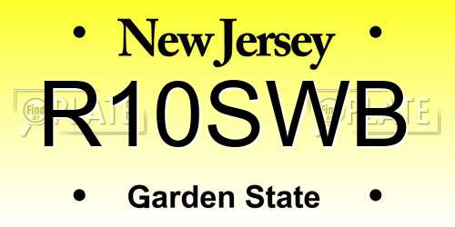 R10SWB New Jersey License Plate