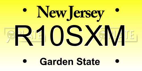R10SXM New Jersey License Plate