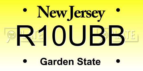 R10UBB New Jersey License Plate