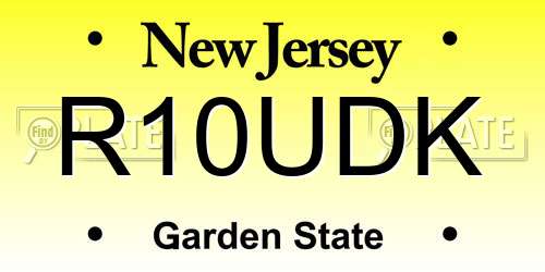 R10UDK New Jersey License Plate