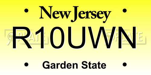 R10UWN New Jersey License Plate