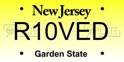 R10VED New Jersey License Plate