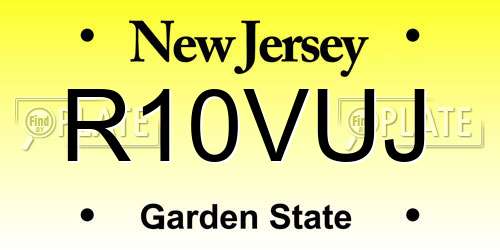 R10VUJ New Jersey License Plate