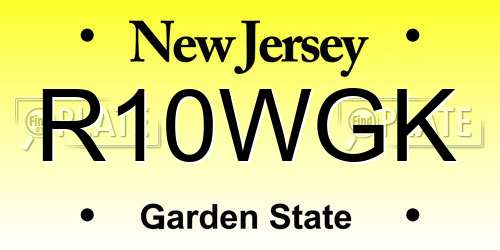 R10WGK New Jersey License Plate