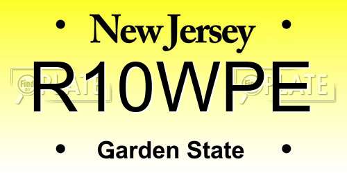 R10WPE New Jersey License Plate