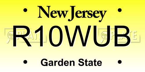 R10WUB New Jersey License Plate