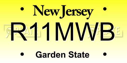 R11MWB New Jersey License Plate