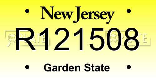 R121508 New Jersey License Plate