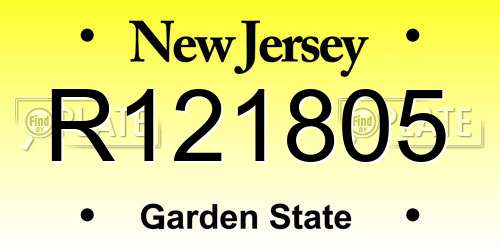 R121805 New Jersey License Plate