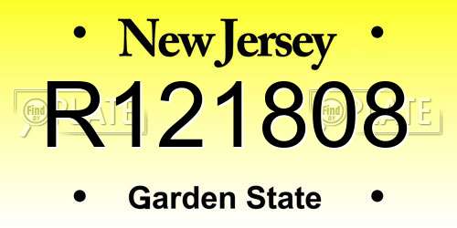 R121808 New Jersey License Plate