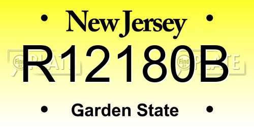 R12180B New Jersey License Plate