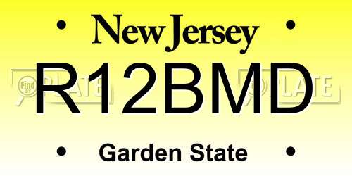 R12BMD New Jersey License Plate