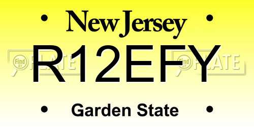 R12EFY New Jersey License Plate