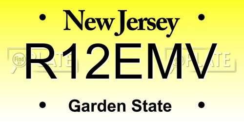R12EMV New Jersey License Plate