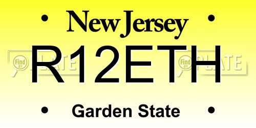 R12ETH New Jersey License Plate