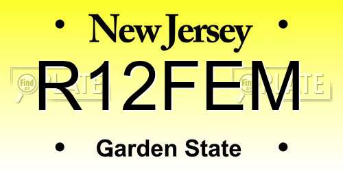R12FEM New Jersey License Plate