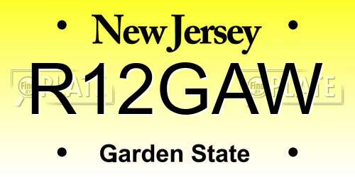 R12GAW New Jersey License Plate